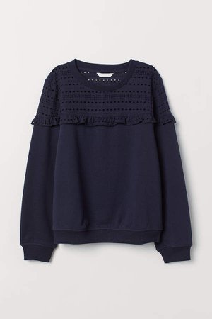 Sweatshirt with Embroidery - Blue