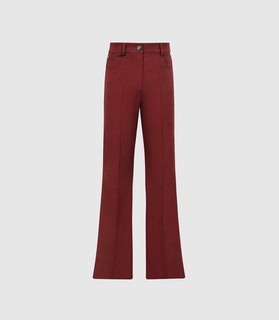 Flo Dark Red Flared Trousers – REISS