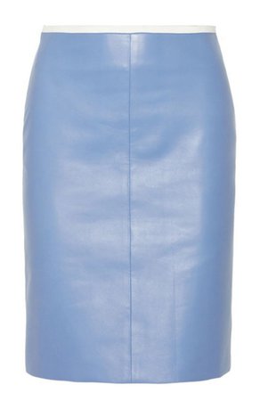 blue leather pencil skirt