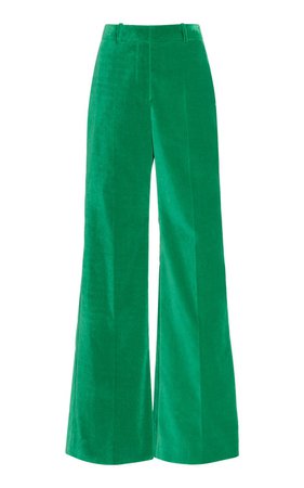Velvet green wide leg trousers pant