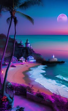 Turquoise Purple Beach
