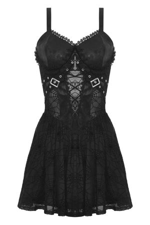 Dark in Love Punk Gothic Spider Mesh Black Dress - Gothic Dresses