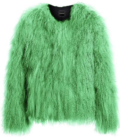 green faux fur jacket