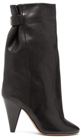Lakfee Slouched Leather Boots - Womens - Black