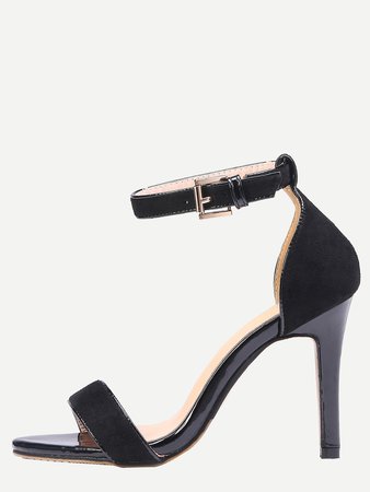 Black Ankle Strap Stiletto Sandals