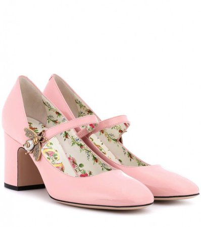 GUCCI Patent-leather Mary Jane pumps / glossy pink Mary Janes | SnapFashionista.com