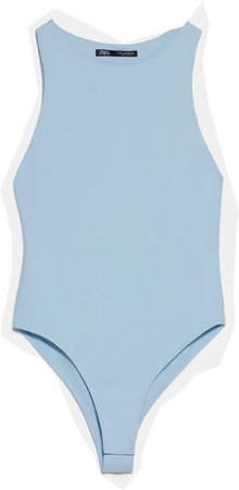 halter neck bodysuit - baby blue