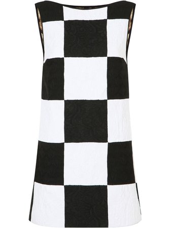 Dolce & Gabbana patchwork jacquard sleeveless dress white & black F6K7YTGDX76 - Farfetch