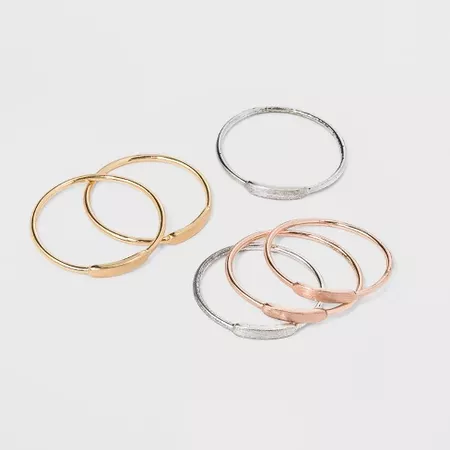 Universal Thread Delicate Smooth Bar Ring Set