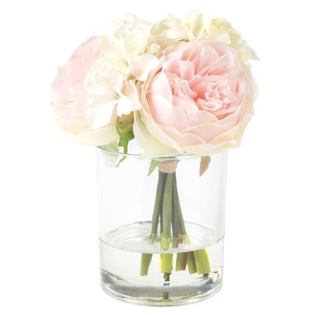 Willa Arlo Interiors Hydrangea and Rose Arrangement in Glass Vase & Reviews | Wayfair