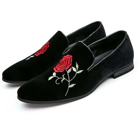 black rose velvet shoes