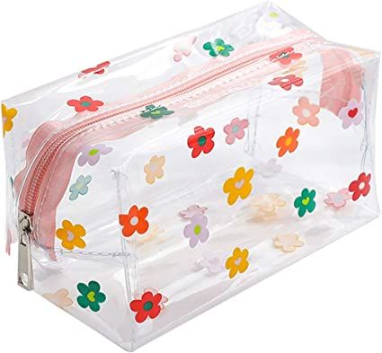 Amazon.com: Clear Cosmetic Bag Cute Cartoon Flower Cosmetic Bag Waterproof Transparent Makeup Bag Portable Storage Bag Travel Toiletry Organizer Pouch for Women Girls : Clothing, Shoes & Jewelry
