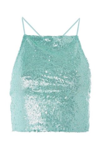 mint light green sequin top with traps