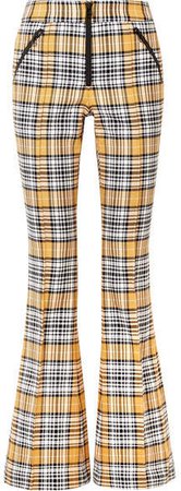 Fraser Checked Cotton-blend Flared Pants - Yellow