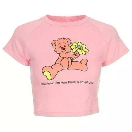 Teddy Bear Crop Top | Aesthetic Apparel S / Pink | Google Shopping