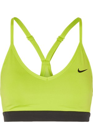 Net-a-Porter Nike  Indy mesh-trimmed neon stretch sports bra