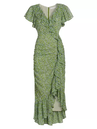 Shop ASTR The Label Vilma Floral Ruffle Midi-Dress | Saks Fifth Avenue