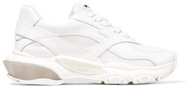 Garavani Bounce Leather And Mesh Sneakers - White