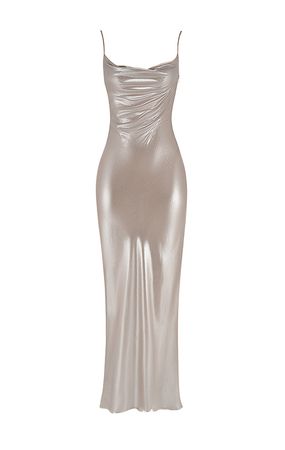 House of CB | Leia' Champagne Shimmer Low Back Maxi Dress