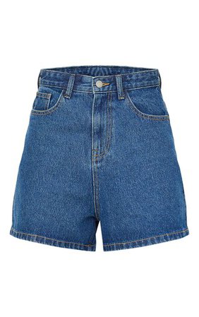 Mid Blue Wash Mom Shorts | Denim | PrettyLittleThing