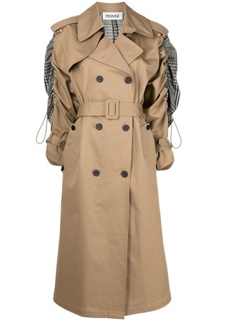 Shop Monse drawstring plaid trench coat with Express Delivery - FARFETCH