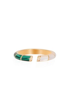 18k Yellow Gold Psychedeliah Ring In Green & White By L'atelier Nawbar | Moda Operandi