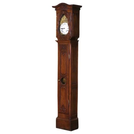 18th Century French Louis XV Carved Oak Tall Case Clock from Normandy - Country French Interiors