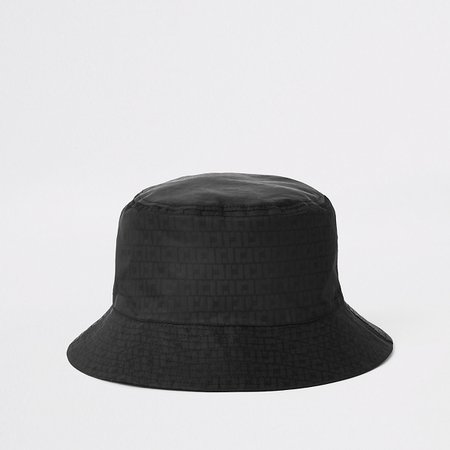Black RI monogram bucket hat | River Island