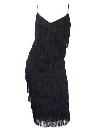vintage black fringe flapper dress