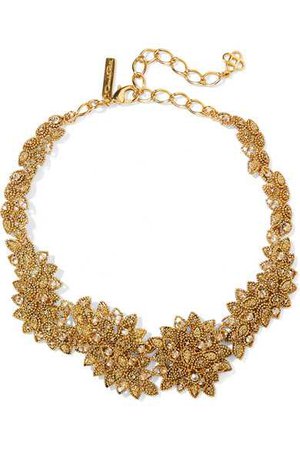 Oscar de la Renta | Gold-plated Swarovski crystal necklace | NET-A-PORTER.COM