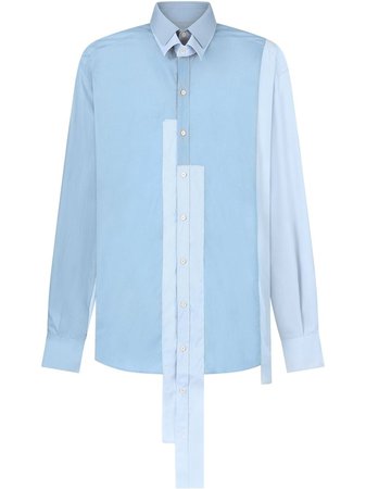 Dolce & Gabbana logo-patch stretch cotton shirt blue G5IN5TGEQ26 - Farfetch