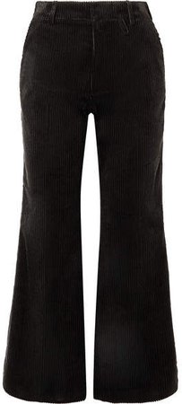 Corduroy Wide-leg Pants - Black
