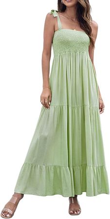 XBTCLXEBCO Women's Summer Print Square Neck Beach Dress Bohemian Flowy Long Maxi Dresses Plus Size at Amazon Women’s Clothing store