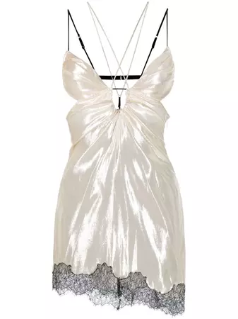 Nensi Dojaka lace-trim silk-blend Mini Dress - Farfetch
