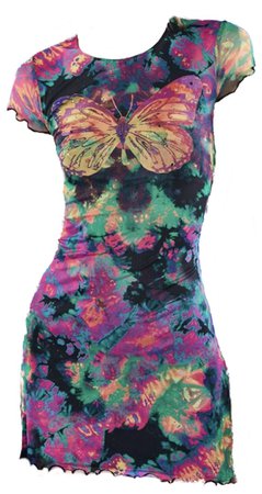 90s butterfly mini dress