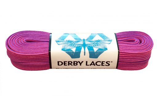 Purple and Hot Pink Stripe – 60 inch (152 cm) Derby Laces Waxed Roller Derby Skate Lace – Derby Laces
