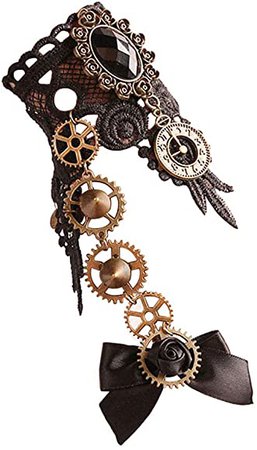Amazon.com: Charm.L Grace Gothic Black Lace Bracelet Steampunk Vampire Slave Flowers Wristband Ring Wedding Accessories: Clothing