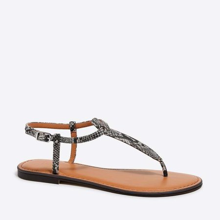 Snakeskin T-strap sandals