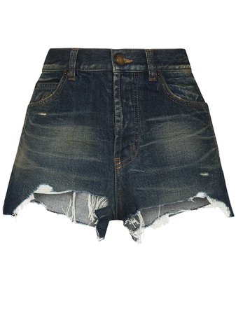 Saint Laurent Short Jeans Sem Acabamento - Farfetch