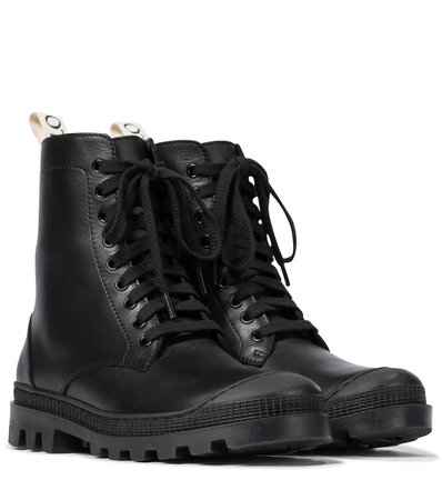 Loewe - Leather combat boots | Mytheresa
