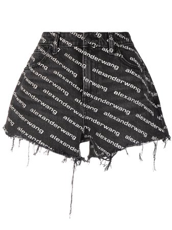 Shop Alexander Wang logo-print denim shorts with Afterpay - Farfetch Australia