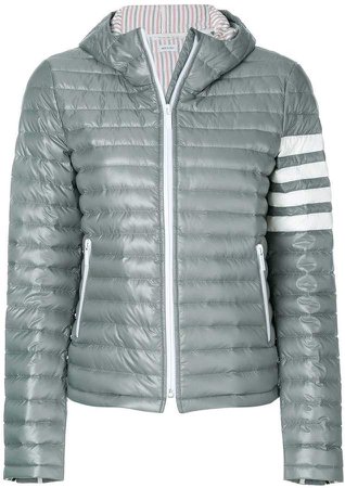 Quilted Down Fill Hooded Jacket In Nylon Tech