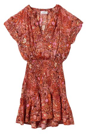 A.L.C. Carly Smocked Print Silk Dress | Nordstrom
