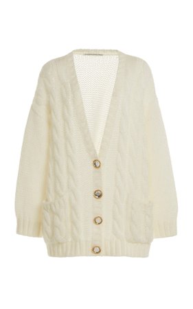 Button-Detailed Oversized Mohair-Wool Cardigan by Alessandra Rich | Moda Operandi