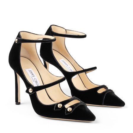 Black Velvet Pointed Toe pumps | LACEY 100 | Autumn Winter 19 | JIMMY CHOO