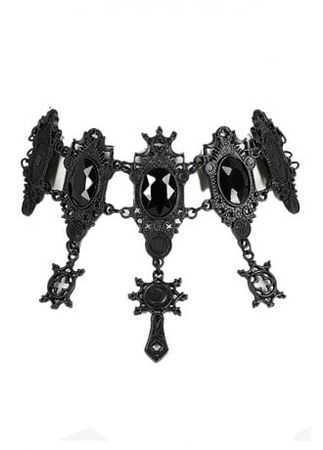Restyle Black Gothic Baroque Fortune Teller Choker | Attitude Clothing