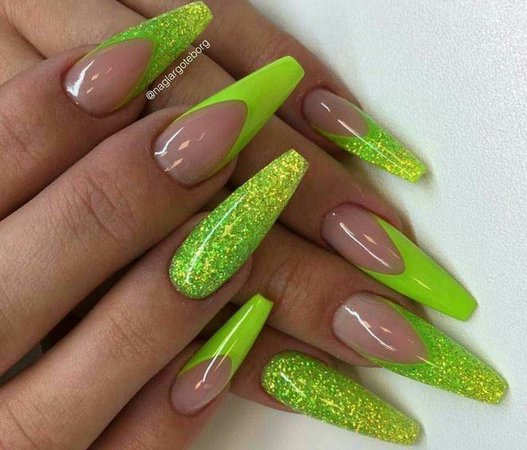 Coffin Acrylic Nails (Lime)