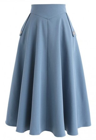 Frill Hem Buttoned Denim Skirt - Skirt - BOTTOMS - Retro, Indie and Unique Fashion