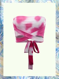 tie dye pink white wrap tube top crop top