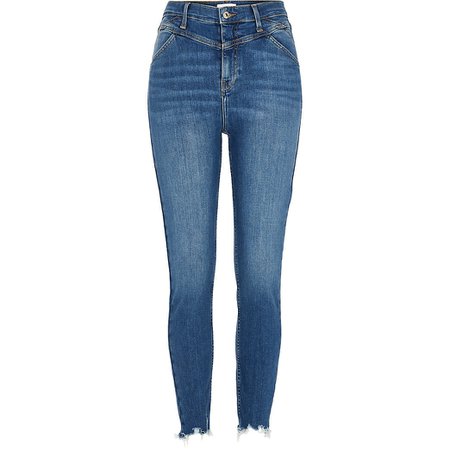 Blue Hailey high rise skinny jeans | River Island